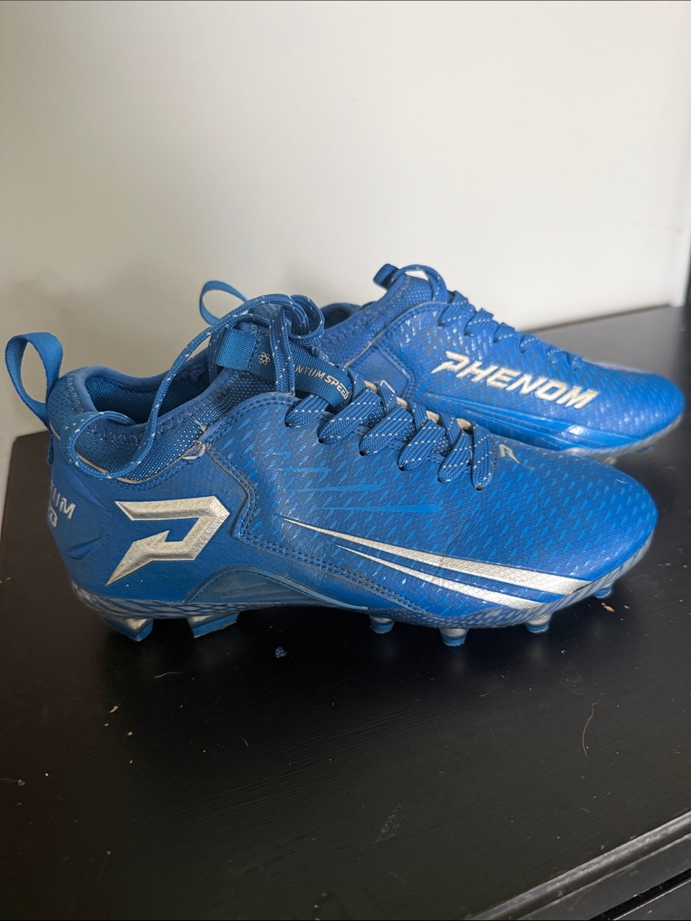 Phenom Men's Athletic Cleats in Blue with Silver Accents